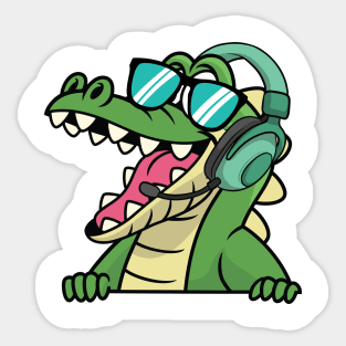 Alligator With Headphones Sticker
